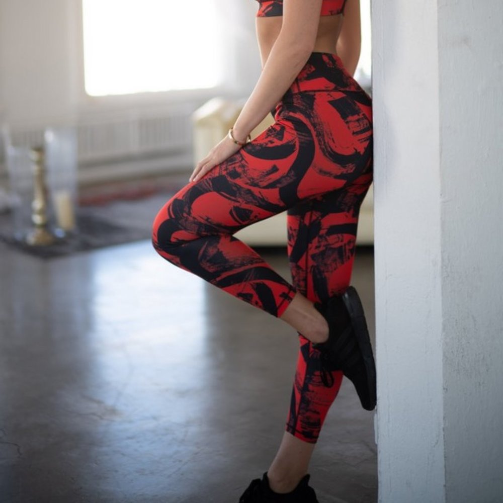 Active Paint Streak Leggings - RED